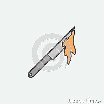 Halloween knife with blood colored icon. One of the Halloween collection icons for websites, web design, mobile app Stock Photo