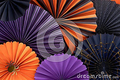 Halloween background from folded paper fans layered composition. Stock Photo