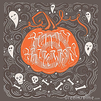 Halloween lettering poster Vector Illustration