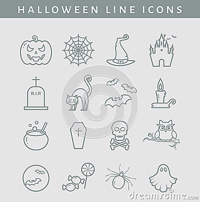 Halloween line icons. Vector set. Vector Illustration