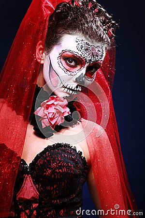 Halloween make up sugar skull Stock Photo
