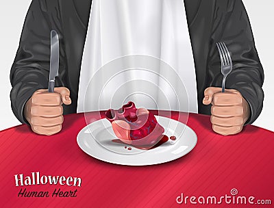 Halloween Menu - Human Heart Vector Illustration