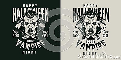 Halloween monochrome logo Vector Illustration