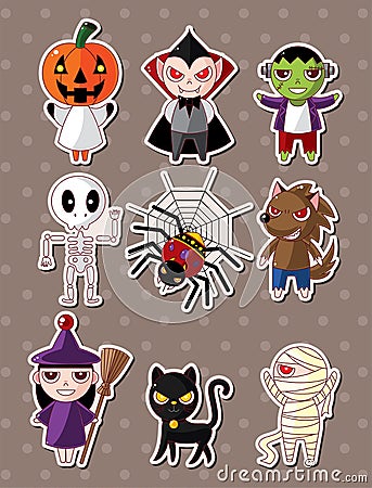 Halloween monster stickers Vector Illustration