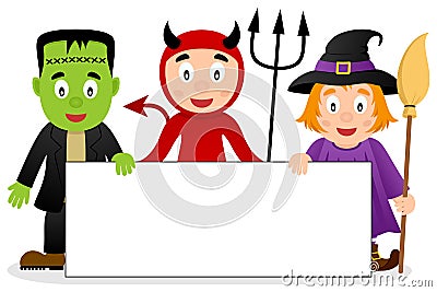 Halloween Monsters with Blank Banner [2] Vector Illustration