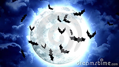 Halloween Moon and Bats in Blue Sky and Clouds Stock Footage - Video of  dark, hallows: 99596504