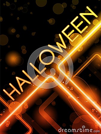 Halloween Neon Party Background Vector Illustration