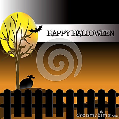 Halloween night Background, happy Halloween Cartoon Illustration
