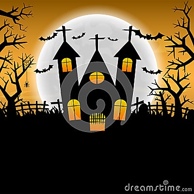 Halloween night background and full moon. space for text. vector illustration Vector Illustration