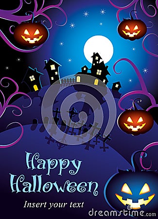 Halloween night poster Vector Illustration