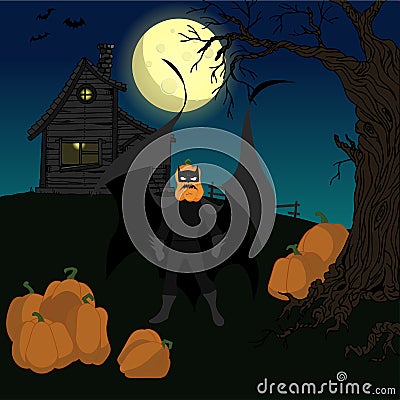 Halloween night vector illustration. Stuffed pumpkin Vector Illustration