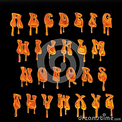 Halloween orange dripping alphabet Stock Photo
