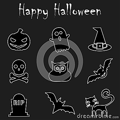 Halloween Outline Icons Vector Illustration