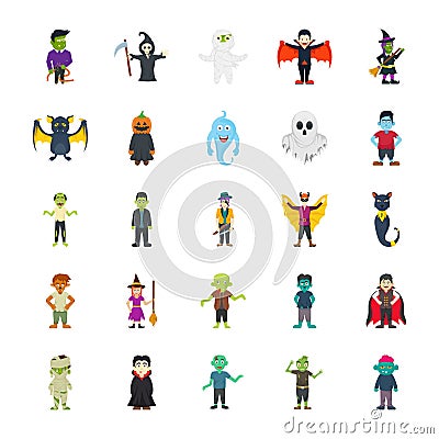 Halloween Characters Set Stock Photo