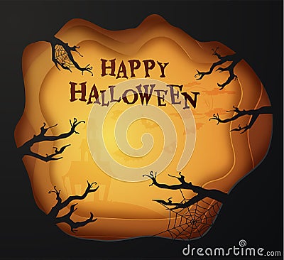 Halloween greeting card in paper style. Vector EPS10. Vector Illustration