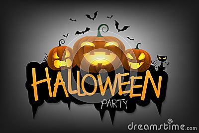 Halloween party background with Jack-o-lantern under the moonlight. Vector Illustration