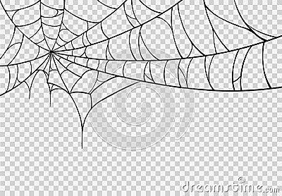 Halloween party background with spiderwebs isolated png or transparent texture,blank space for text,element template for poster, Vector Illustration