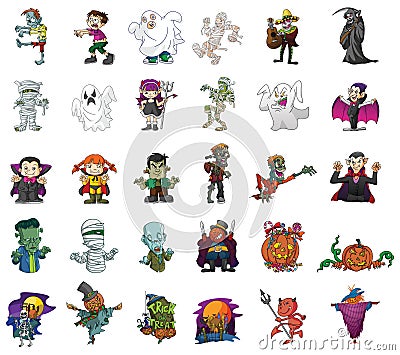Halloween Party Big Collection Color Illustration Design Vector Illustration