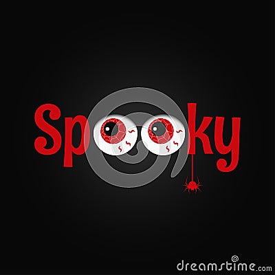 Halloween party eye design background. Spooky text. Vector Illustration