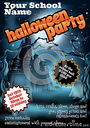 Halloween Party Flyer Poster Vector Illustration