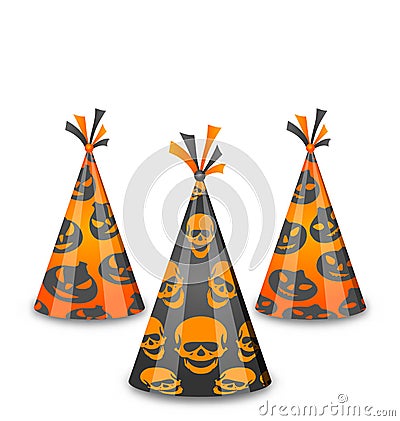 Halloween party hats isolated on white background Vector Illustration