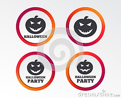 Halloween party icons. Pumpkin symbol. Vector Illustration