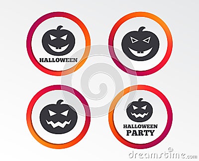 Halloween party icons. Pumpkin symbol. Vector Illustration