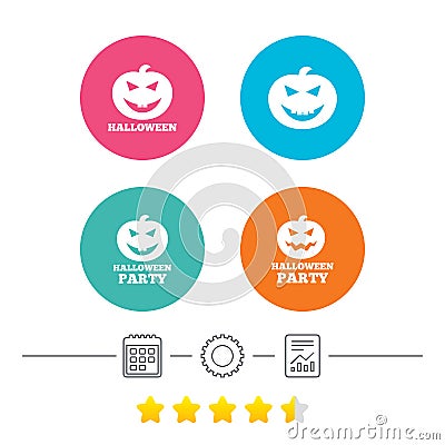 Halloween party icons. Pumpkin symbol. Vector Illustration