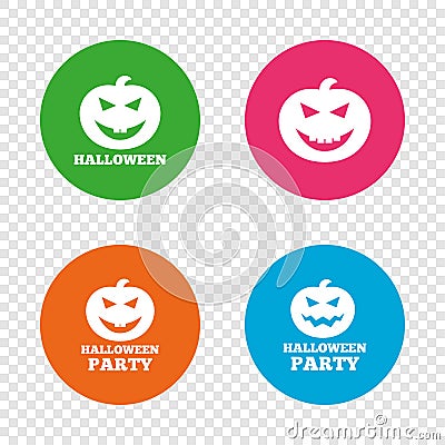 Halloween party icons. Pumpkin symbol. Vector Illustration