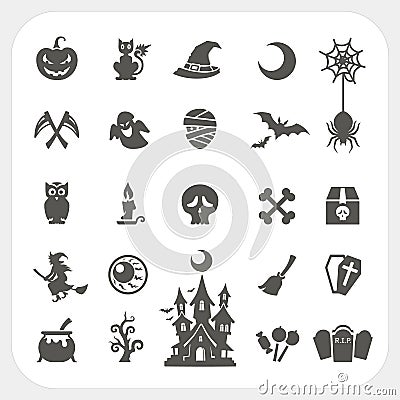 Halloween party icons set Vector Illustration