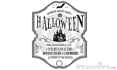 Halloween party invitation vector badge Vector Illustration