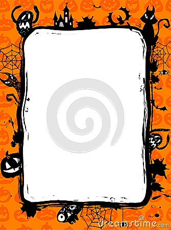 Halloween party invitation in vector frame. Vector Illustration