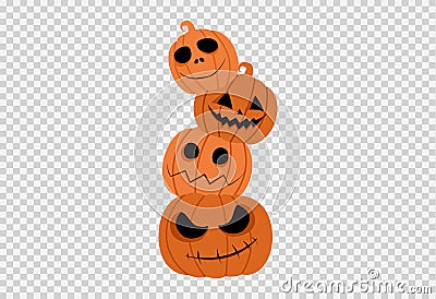 Halloween party with pile of pumpkins isolated on png or transparent, blank space for text,element template for poster,brochures, Vector Illustration