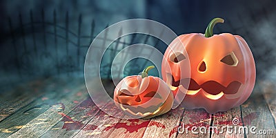 Halloween party. Pumpkin ghost. Jack Pumpkinhead Cartoon Illustration