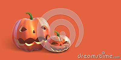 Halloween party. Pumpkin ghost. Jack Pumpkinhead. Jack-O-Lantern Cartoon Illustration