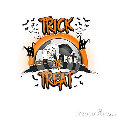 Halloween pattern. Trick or treat and soccer ball Vector Illustration