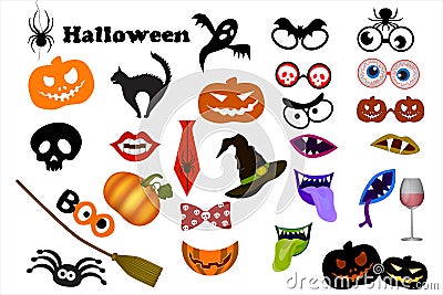 Halloween Photo Booth Props Vector Illustration