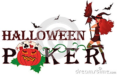 Halloween poker banner with pumpkin Vector Illustration