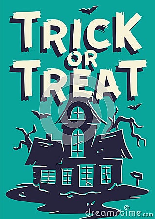 Halloween house or fear home for halloween poster Vector Illustration