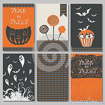 Halloween Posters set Vector Illustration