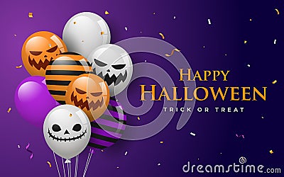 Halloween promotion poster or banner with scary air balloons. Vector Illustration