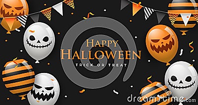 Halloween promotion poster or banner with scary air balloons. Stock Photo