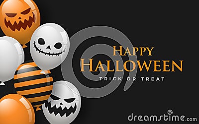 Halloween promotion poster or banner with scary air balloons. Vector Illustration