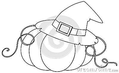 Halloween pumkin black and white doodle character Vector Illustration