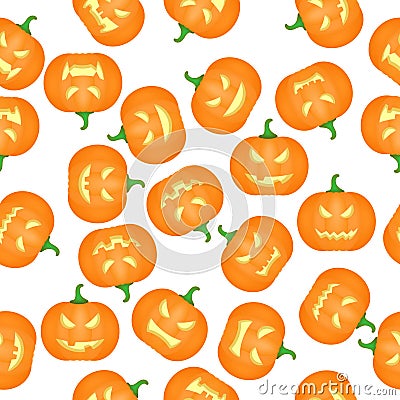 Halloween Pumkins Seamless Pattern Background. Vector Vector Illustration