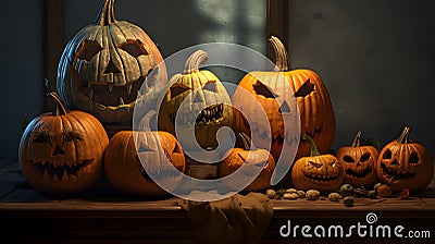 Halloween pumpikns. AI Generated Cartoon Illustration