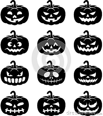 Halloween pumpkin black color icon Vector Illustration