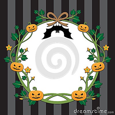 Halloween pumpkin border design on stripe background Vector Illustration