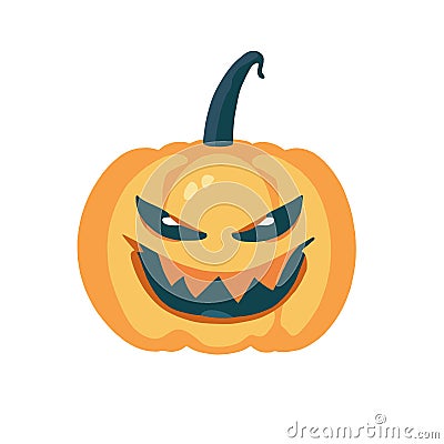 Halloween pumpkin with carved face and grin Vector Illustration