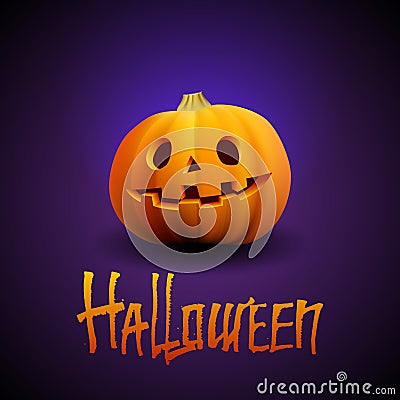 Halloween pumpkin carved portrait with spooky face Vector Illustration